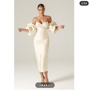 Tiffany Dupioni Puff Sleeve Maxi Dress